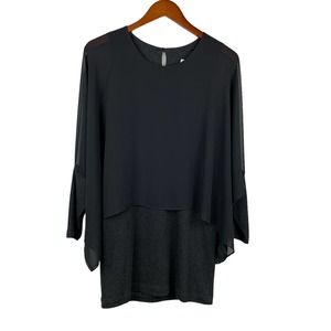 Joseph Ribkoff Layered Tunic Blouse Wide Sleeves Black 6